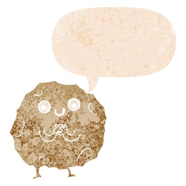 retro dokulu tarzda çizgi film rock karakteri ve konuşma balonu