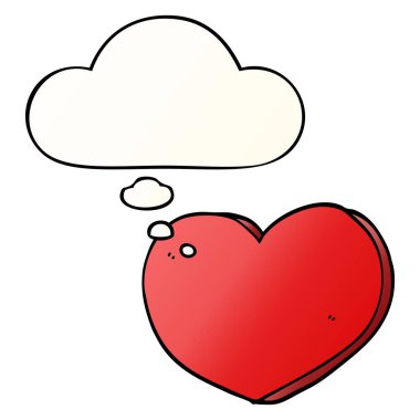 çizgi film aşk kalp ve pürüzsüz degrade tarzında düşünce balonu