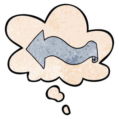 karikatür ok ve grunge doku desen tarzında düşünce balonu