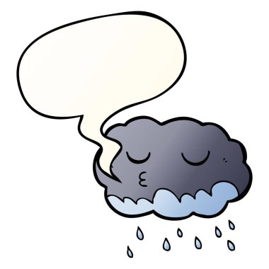 düzgün degrade tarzında karikatür yağmur bulutu ve konuşma balonu