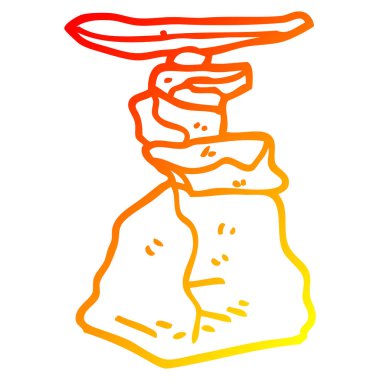 sıcak degrade çizgi çizim karikatür yığılmış kayalar