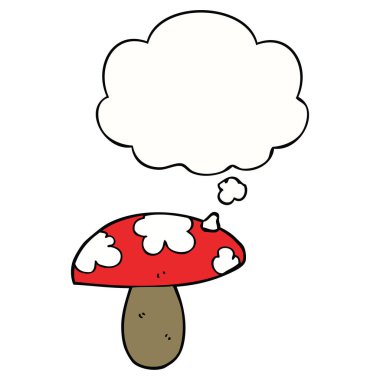 karikatür mantar ve düşünce balonu