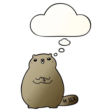 çizgi film kunduz ve pürüzsüz degrade tarzında düşünce balonu