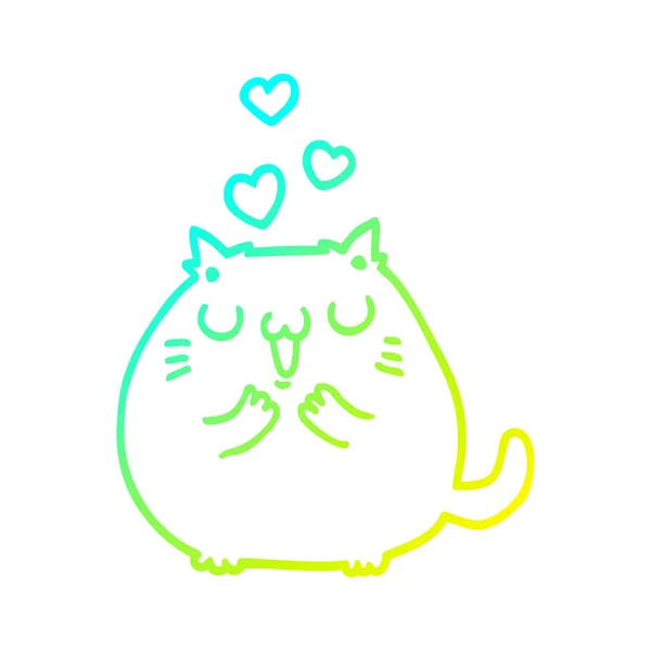 Kaltes Gefälle Linie Zeichnung niedlichen Cartoon Katze in der Liebe — Stockvektor