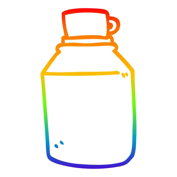 Línea de gradiente arco iris dibujo dibujos animados bebidas calientes frasco — Vector de stock