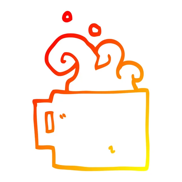 Válcová linie s teplým přechodem kreslený horký šálek kávy — Stockový vektor