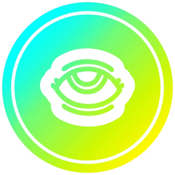 Σύμβολο ματιών κυκλικό σε ψυχρό φάσμα διαβάθμισης — Διανυσματικό Αρχείο