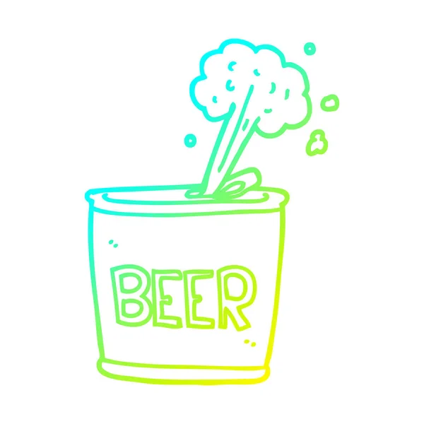 Línea de gradiente frío dibujo dibujos animados lata de cerveza — Vector de stock