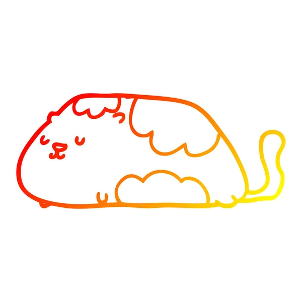 Línea de gradiente caliente dibujo dibujos animados gato — Vector de stock