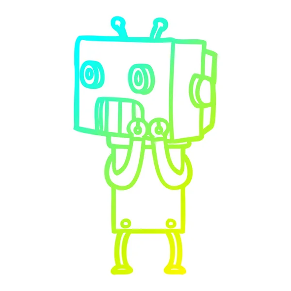 Zimny gradient linia rysunek Robot kreskówka — Wektor stockowy
