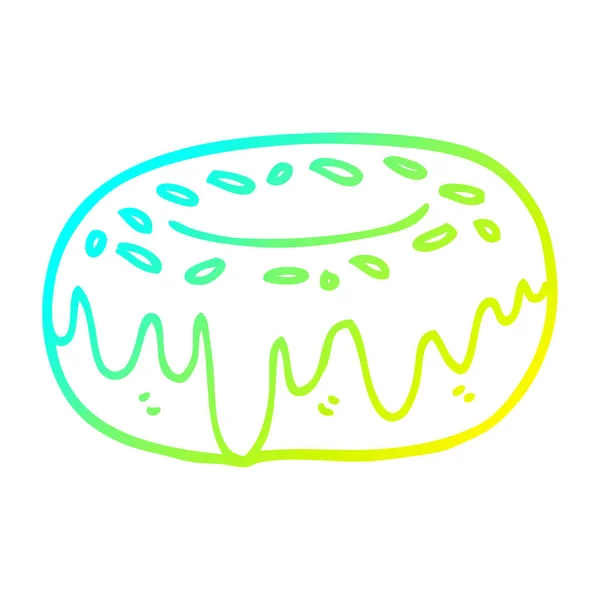 Linha gradiente frio desenho donut desenhos animados com polvilhas —  Vetores de Stock