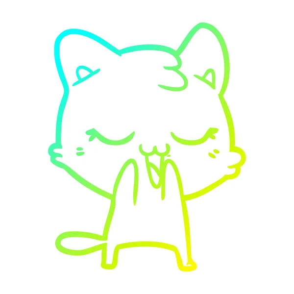 Linha gradiente frio desenho desenho cartoon gato — Vetor de Stock