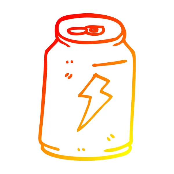 Warme Gradientenlinie Zeichnung Cartoon Dose Energy Drink — Stockvektor