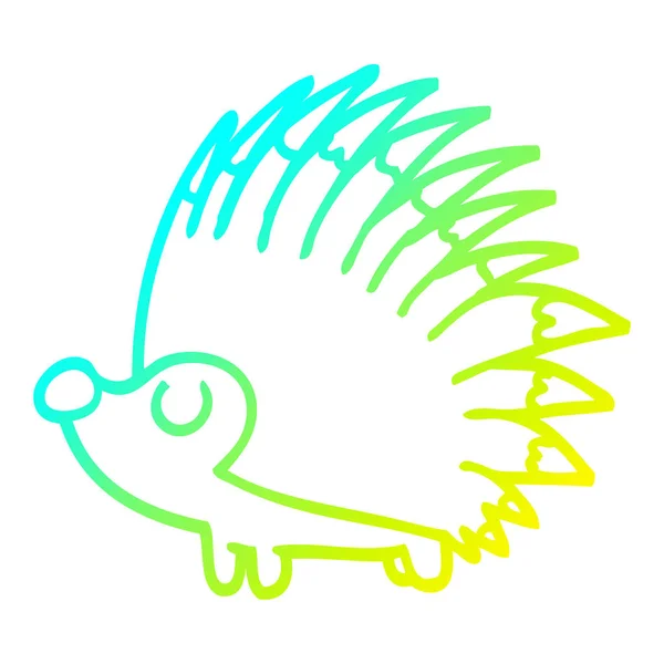 Linha de gradiente frio desenho cartoon ouriço spiky — Vetor de Stock