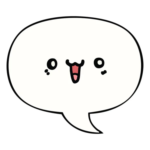 Heureux visage de dessin animé et bulle de parole — Image vectorielle