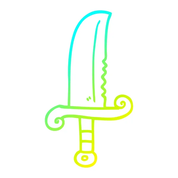 Línea de gradiente frío dibujo de dibujos animados espada joya — Vector de stock