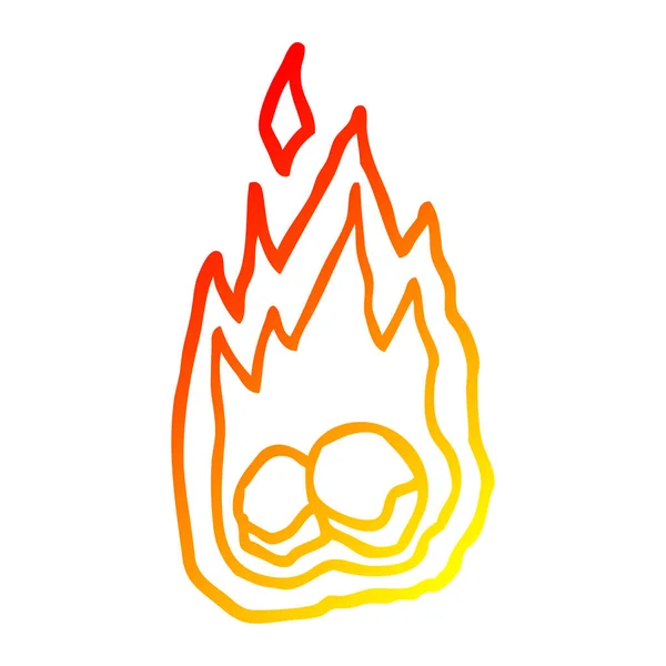 Chaud gradient ligne dessin dessin animé effrayant combustion halloween charbon — Image vectorielle