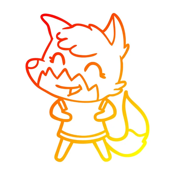 Linha gradiente quente desenho feliz cartoon fox —  Vetores de Stock