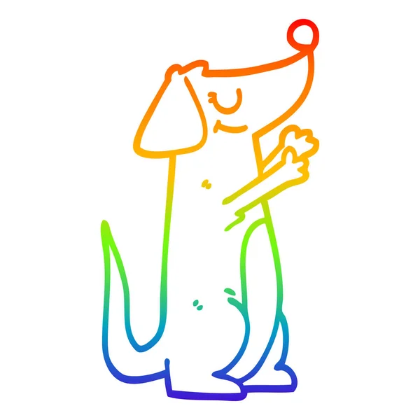 Arco iris gradiente línea dibujo dibujos animados perro — Archivo Imágenes Vectoriales