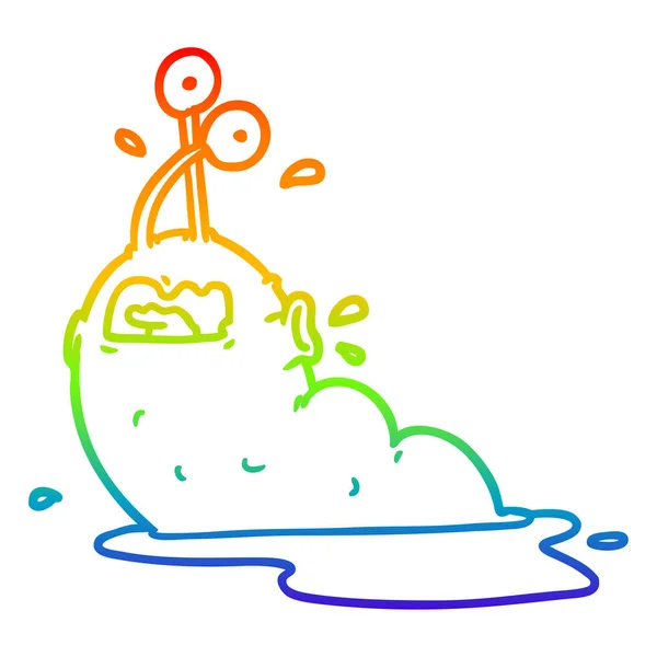Rainbow gradient ligne dessin grossier dessin animé limace — Image vectorielle
