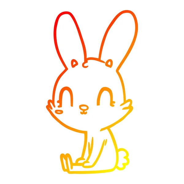 Chaud dégradé ligne dessin mignon dessin animé lapin assis — Image vectorielle