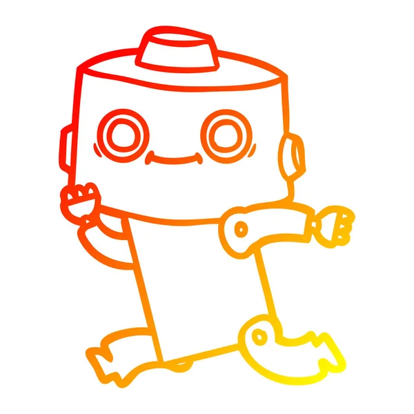 Línea de gradiente caliente dibujo robot de dibujos animados — Archivo Imágenes Vectoriales