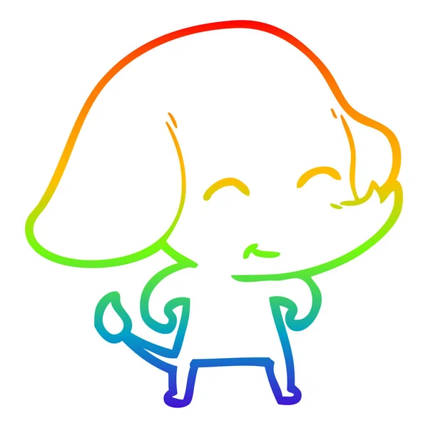 Regenboog gradiënt lijntekening cute cartoon olifant — Stockvector