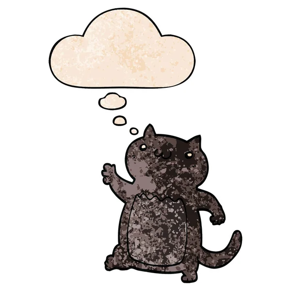 グランジテクスチャパターンスタイルで漫画猫と思考バブル — ストックベクタ