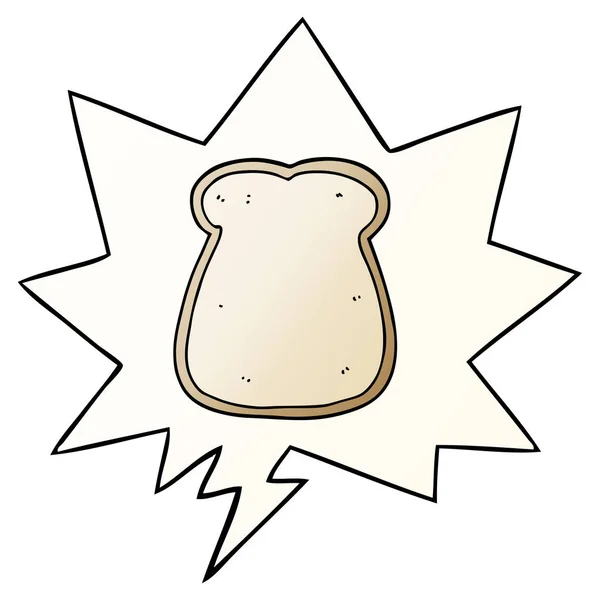 Cartoon-Scheibe Brot und Sprechblase im sanften Gradientenstil — Stockvektor