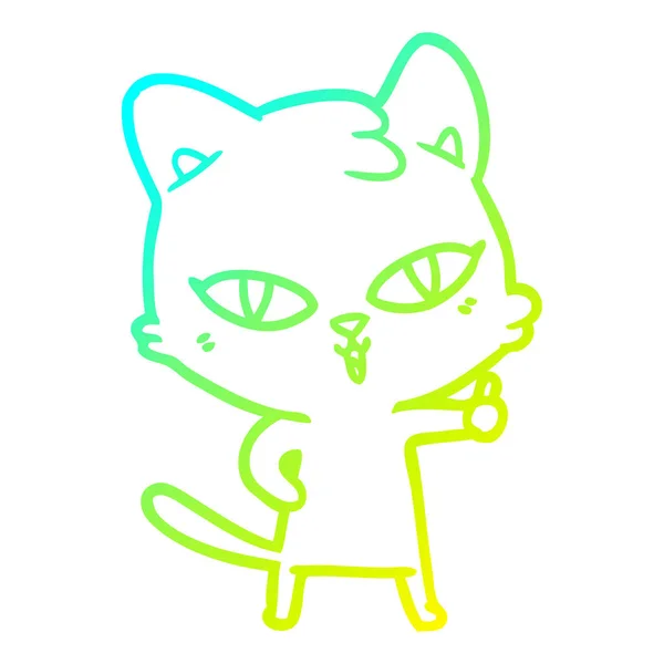 Linea gradiente freddo disegno fumetto gatto — Vettoriale Stock