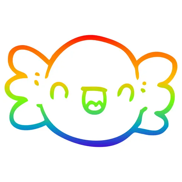 Linha gradiente arco-íris desenho cartoon embrulhado doces — Vetor de Stock