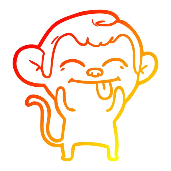 Linha gradiente quente desenho engraçado dos desenhos animados macaco — Vetor de Stock