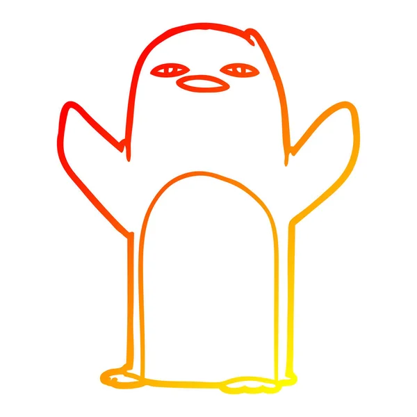 Linha gradiente quente desenho desenho desenho animado pinguim — Vetor de Stock