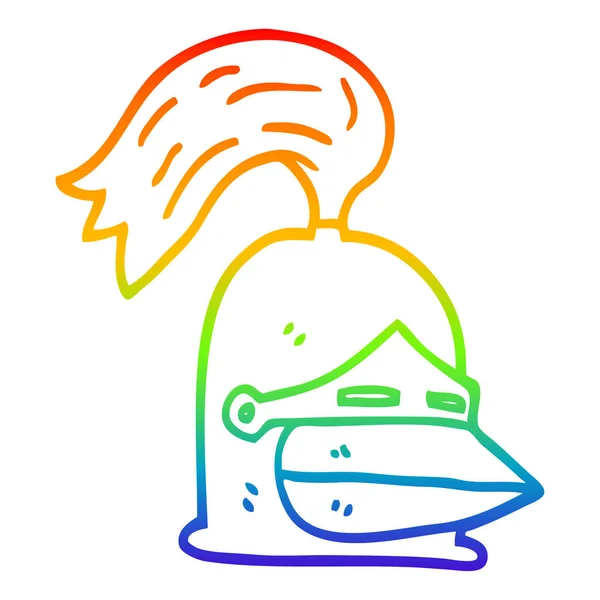 Arco-íris linha gradiente desenho desenhos animados capacete dourado — Vetor de Stock