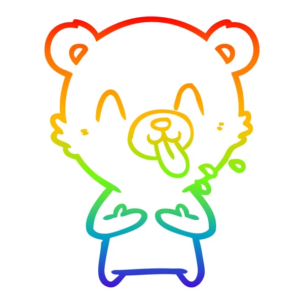 Rainbow gradient ligne dessin grossier dessin animé ours polaire collant o — Image vectorielle