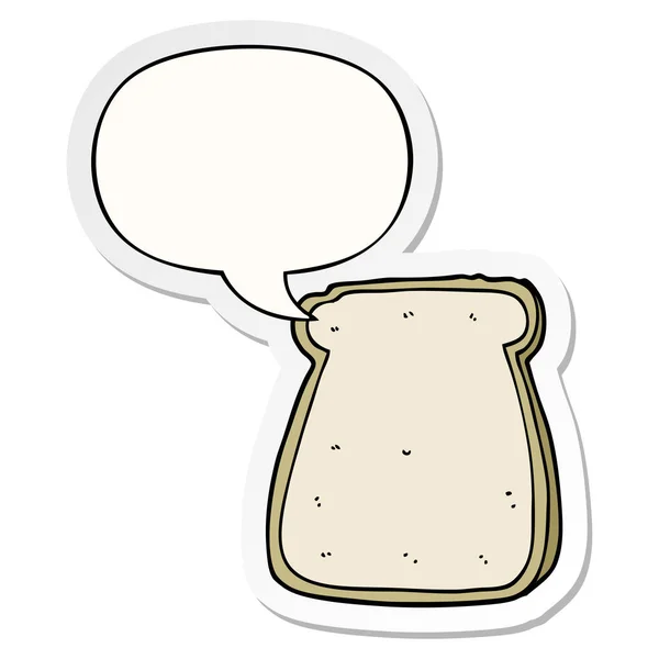 Cartoon segment van brood en toespraak bubble sticker — Stockvector