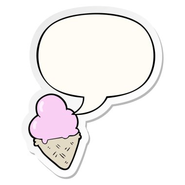 karikatür dondurma ve konuşma kabarcık Sticker