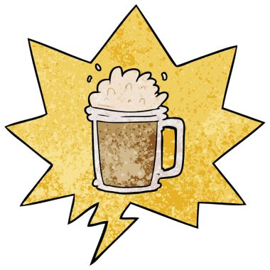 retro doku tarzında bira ve konuşma balonu karikatür pint