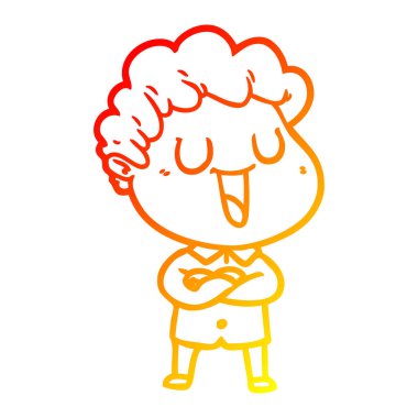 sıcak degrade çizgi çizim gülen karikatür adam