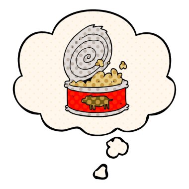 çizgi film konserve gıda ve çizgi roman tarzında düşünce balonu