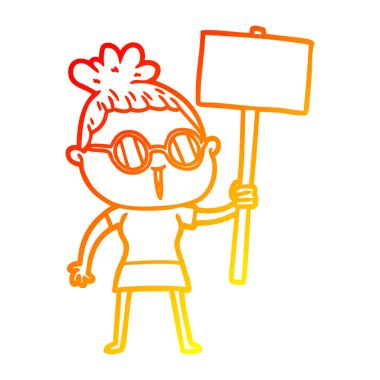 gözlük giyen sıcak degrade çizgi çizim karikatür kadın