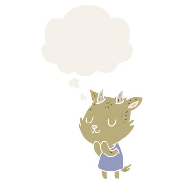 retro tarzında karikatür keçi ve düşünce balonu