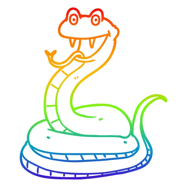 Arco-íris linha gradiente desenho desenhos animados cobra feliz —  Vetores de Stock