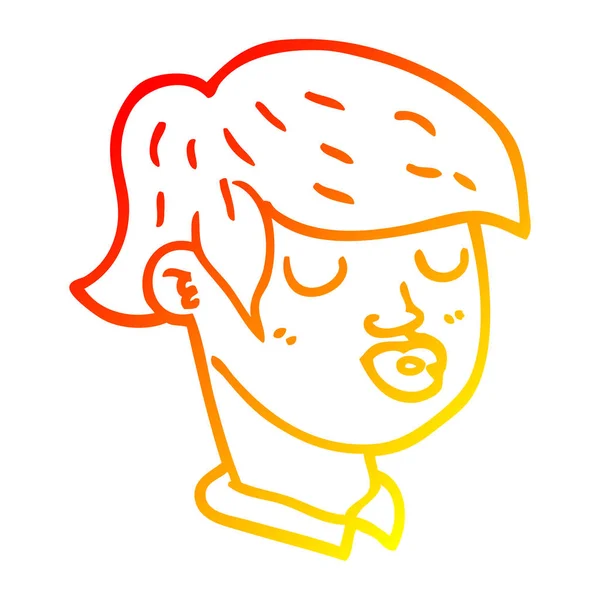 温暖的渐变线绘制卡通的男孩脸 — 图库矢量图片