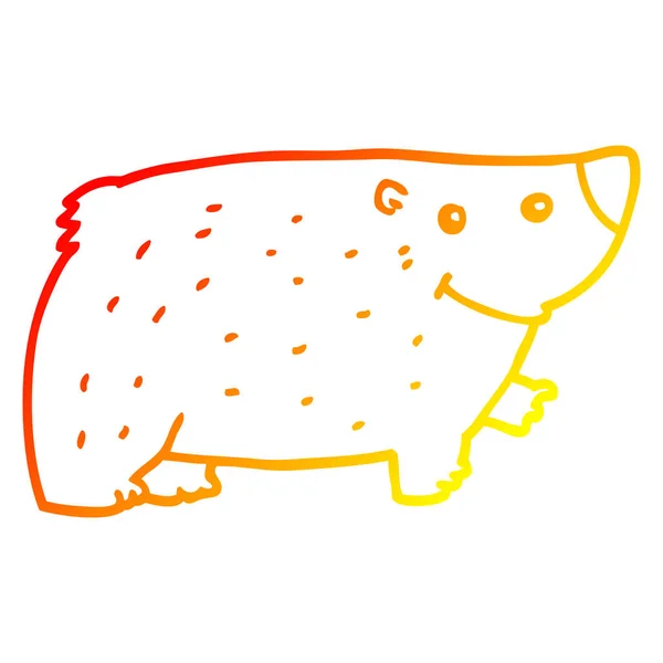 Warm gradient line drawing cartoon bear — Stock Vector