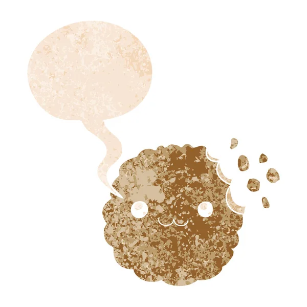 Мультяшное печенье и речевой пузырь в ретро текстурированном стиле — стоковый вектор