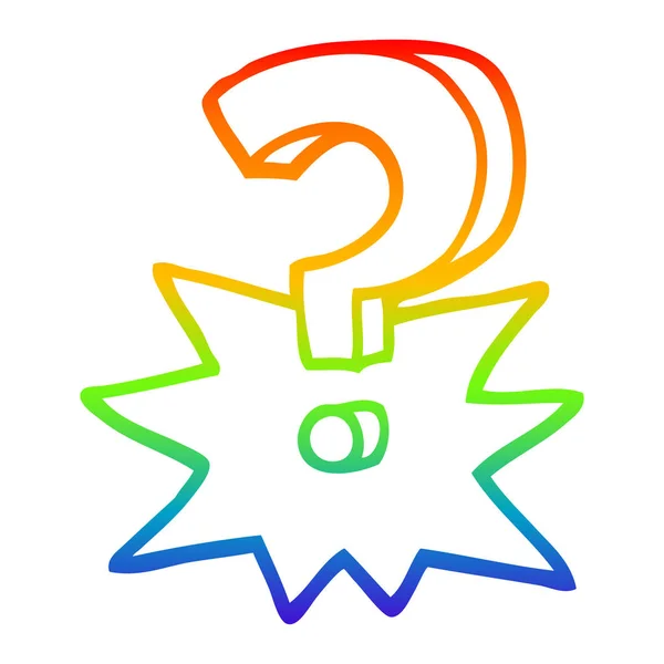虹のグラデーション線描画漫画の疑問符 — ストックベクタ