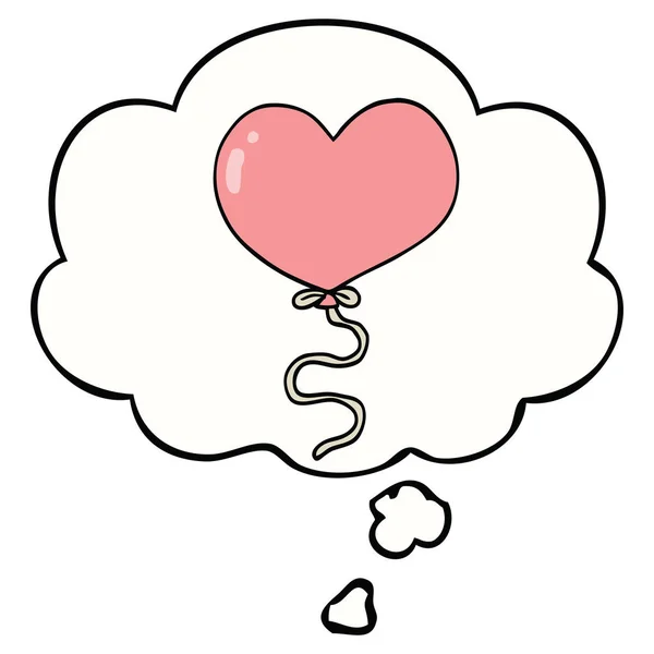 Cartoon liefde hart ballon en gedachte Bubble — Stockvector