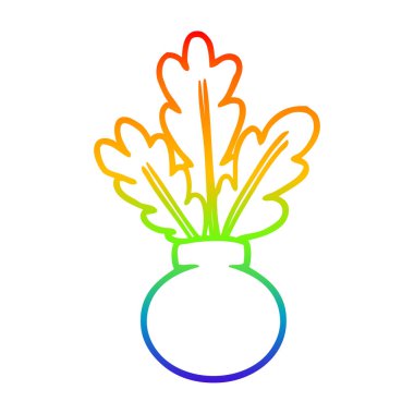 vazo da gökkuşağı gradyan çizgi çizim houseplant