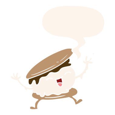 retro tarzında smore karikatür ve konuşma balonu